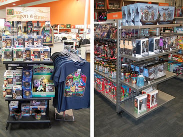 Store displays shelf displays with collectable action figures