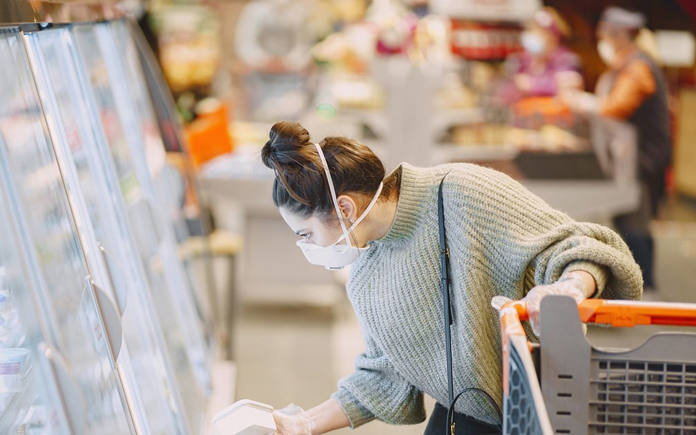New Normal - Woman wearing a facemask while shopping