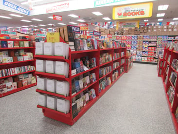 Store display furniture containing books 